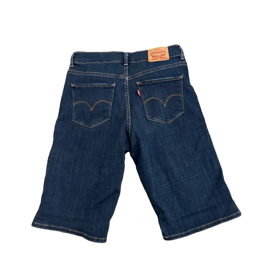 Levis Shaping Bermuda Shorts Womens 26 Blue Denim Mid Rise Stretch 98402-52887